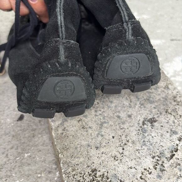 Tory Burch Walker moccasin fringe suede boots - Picture 7 of 9